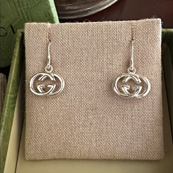 NWT Gucci interlocking GG sterling silver earrings with pouch and box - Picture 10 of 11